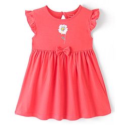 Babyhug Cotton Knit  Half Frill Sleeves Frocks Apple Print Pack of 2 - Multicolor