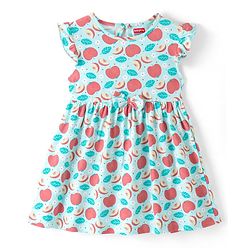 Babyhug Cotton Knit  Half Frill Sleeves Frocks Apple Print Pack of 2 - Multicolor