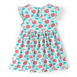 Babyhug Cotton Knit  Half Frill Sleeves Frocks Apple Print Pack of 2 - Multicolor