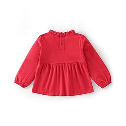 Babyhug 100% Cotton Knit Full Sleeves Top & Leggings Set With Mushroom Print - Red & Navy Blue