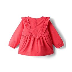 Babyhug 100% Cotton Full Sleeves Stiffly Top & Leggings With Floral Print - Red & White
