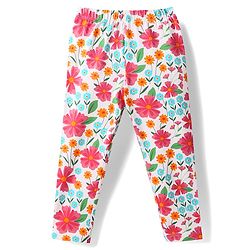 Babyhug 100% Cotton Full Sleeves Stiffly Top & Leggings With Floral Print - Red & White