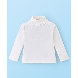 Babyhug Cotton Knit Full Sleeves Skivi Top and Skirt with Suspenders Snow Flake Print - White & Red