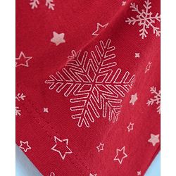 Babyhug Cotton Knit Full Sleeves Skivi Top and Skirt with Suspenders Snow Flake Print - White & Red