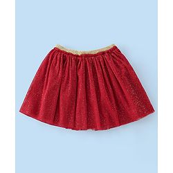 Babyhug Cotton Knit Half Sleeves Top & Skirt Set with Tree Applique & Polka Dots Print - White & Red