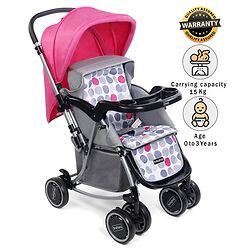 Babyhug 2 in 1 Rock and Roll Stroller Cum Rocker - Grey Pink