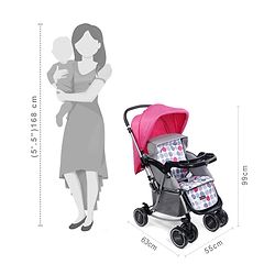 Babyhug 2 in 1 Rock and Roll Stroller Cum Rocker - Grey Pink