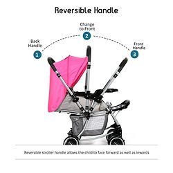 Babyhug 2 in 1 Rock and Roll Stroller Cum Rocker - Grey Pink