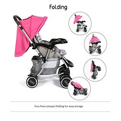 Babyhug 2 in 1 Rock and Roll Stroller Cum Rocker - Grey Pink