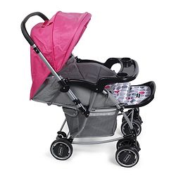 Babyhug 2 in 1 Rock and Roll Stroller Cum Rocker - Grey Pink