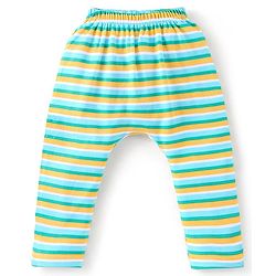 Babyhug 100% Cotton Onesies with Leggings and Cap Mittens Booties With Frog Print & Striped - Yellow & Green