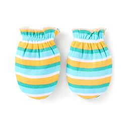 Babyhug 100% Cotton Onesies with Leggings and Cap Mittens Booties With Frog Print & Striped - Yellow & Green