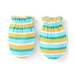 Babyhug 100% Cotton Onesies with Leggings and Cap Mittens Booties With Frog Print & Striped - Yellow & Green