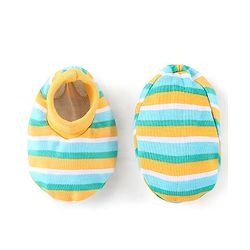 Babyhug 100% Cotton Onesies with Leggings and Cap Mittens Booties With Frog Print & Striped - Yellow & Green