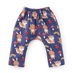 Babyhug 100% Cotton Knit Full Sleeves Onesie with Pajama Cap Mittens & Booties Racoon Print - Red & Blue