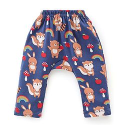 Babyhug 100% Cotton Knit Full Sleeves Onesie with Pajama Cap Mittens & Booties Racoon Print - Red & Blue