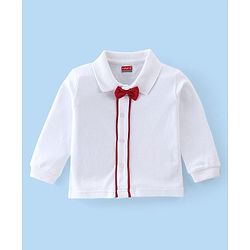 Babyhug Cotton Full Sleeves Romper Solid Colour - Navy Blue & White