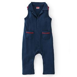 Babyhug Cotton Full Sleeves Romper Solid Colour - Navy Blue & White