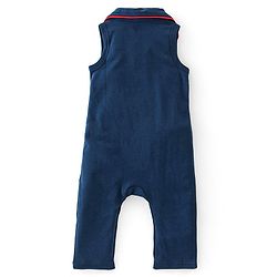 Babyhug Cotton Full Sleeves Romper Solid Colour - Navy Blue & White