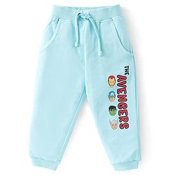 Babyhug Cotton Knit Full Sleeves T-Shirt & Lounge Pant Set The Avengers Print - Blue