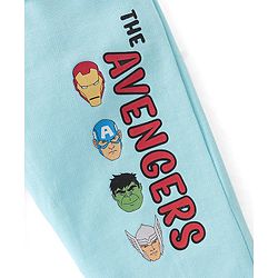 Babyhug Cotton Knit Full Sleeves T-Shirt & Lounge Pant Set The Avengers Print - Blue