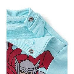 Babyhug Cotton Knit Full Sleeves T-Shirt & Lounge Pant Set The Avengers Print - Blue