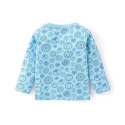 Babyhug 100% Cotton Knit Full Sleeves T-Shirt & Lounge Pant Set Captain America Print - Blue