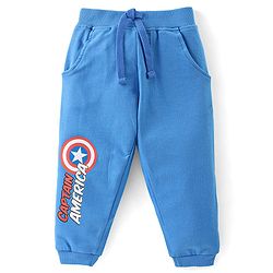 Babyhug 100% Cotton Knit Full Sleeves T-Shirt & Lounge Pant Set Captain America Print - Blue