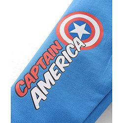 Babyhug 100% Cotton Knit Full Sleeves T-Shirt & Lounge Pant Set Captain America Print - Blue