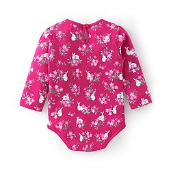 Babyhug 100% Cotton Full Sleeves Onesie with Hairband & Booties Bunny Print - Pink