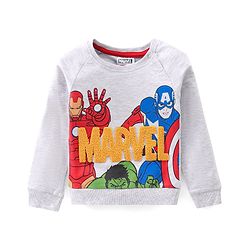 Babyhug Full Sleeves T-Shirt & Lounge Pant Marvel Print - White & Maroon