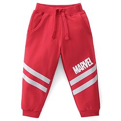 Babyhug Full Sleeves T-Shirt & Lounge Pant Marvel Print - White & Maroon