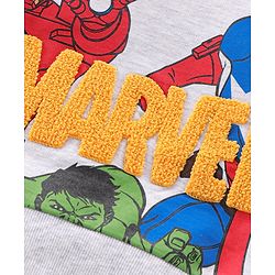 Babyhug Full Sleeves T-Shirt & Lounge Pant Marvel Print - White & Maroon