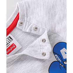 Babyhug Full Sleeves T-Shirt & Lounge Pant Marvel Print - White & Maroon