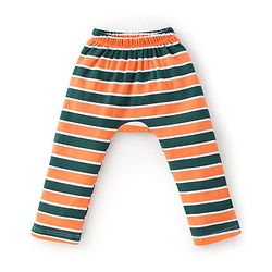 Babyhug Cotton Knit Full Length Striped & Koala Print Diaper Pants Pack of 3 - Orange & Green