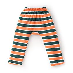 Babyhug Cotton Knit Full Length Striped & Koala Print Diaper Pants Pack of 3 - Orange & Green