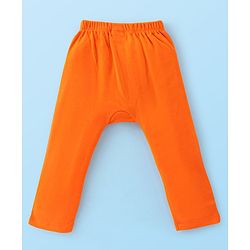 Babyhug Cotton Knit Full Length Striped & Lion Print Diaper Pants Pack of 3 - Orange White & Green