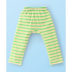 Babyhug Cotton Knit Full Length Striped & Lion Print Diaper Pants Pack of 3 - Orange White & Green