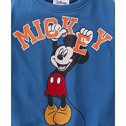 Babyhug Cotton Knit Full Sleeves  T-Shirt & Lounge Pant Set Mickey Print - Blue