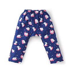 Babyhug Cotton Knit Full Length Bunny Print Diaper Pants Pack of 3 - Red Blue & Pink