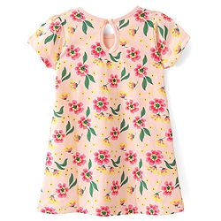 Babyhug Single Jersey Knit Half Sleeves Frock With Floral Print Pack Of 2 - Multicolor
