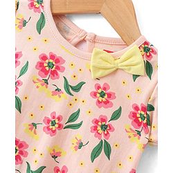 Babyhug Single Jersey Knit Half Sleeves Frock With Floral Print Pack Of 2 - Multicolor