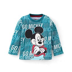 Babyhug 100% Cotton Knit Full Sleeves T-Shirt & Lounge Pant Mickey Mouse Print - Green
