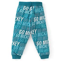 Babyhug 100% Cotton Knit Full Sleeves T-Shirt & Lounge Pant Mickey Mouse Print - Green