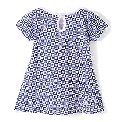 Babyhug 100% Cotton Knit Half Sleeves Frock Floral Print Pack of 2 - Navy Blue & White