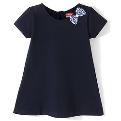 Babyhug 100% Cotton Knit Half Sleeves Frock Floral Print Pack of 2 - Navy Blue & White