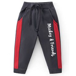Babyhug 100% Cotton Single Jersey Knit Full Sleeves T-Shirt & Lounge Pant Mickey Mouse Print - Red & Grey