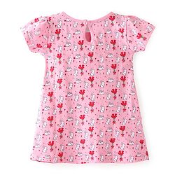 Babyhug 100% Cotton Single Jersey Knit Half Sleeves Frocks With Bunny Print Pack Of 2 - Multicolor