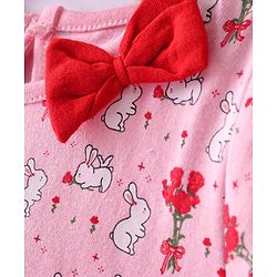 Babyhug 100% Cotton Single Jersey Knit Half Sleeves Frocks With Bunny Print Pack Of 2 - Multicolor
