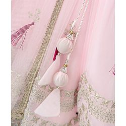 Babyhug Sleeveless Sequenced Choli with Net Embroidred Lehenga and Dupatta Set - Pink